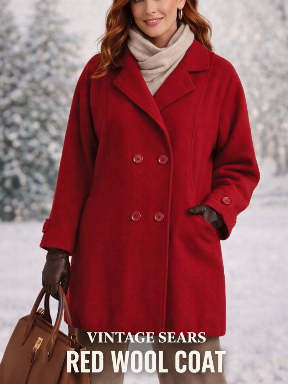 Pure Virgin Wool Red Coat | Sears Fashion Place | Heavy, Structured, Iconic